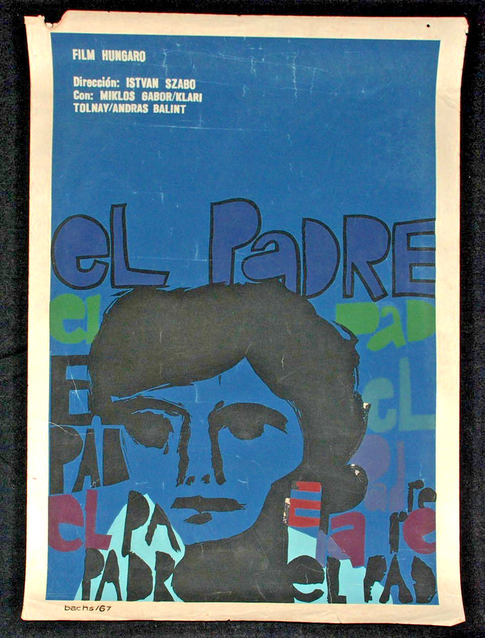 1967 Original Cuban Movie Poster"The Father.El Padre"Hungary art.Very rare.Blue
