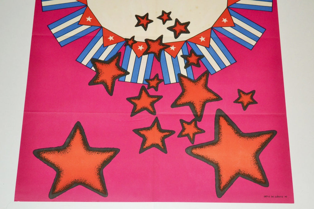 1975 Cuban Political Poster.Cold War Graphics.Fidel Castro Revolution.Cuba art