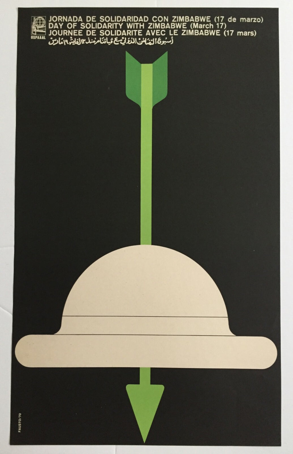 1970 Original Cuban OSPAAAL Poster.ZIMBABWE Solidarity.Africa.Apartheid History