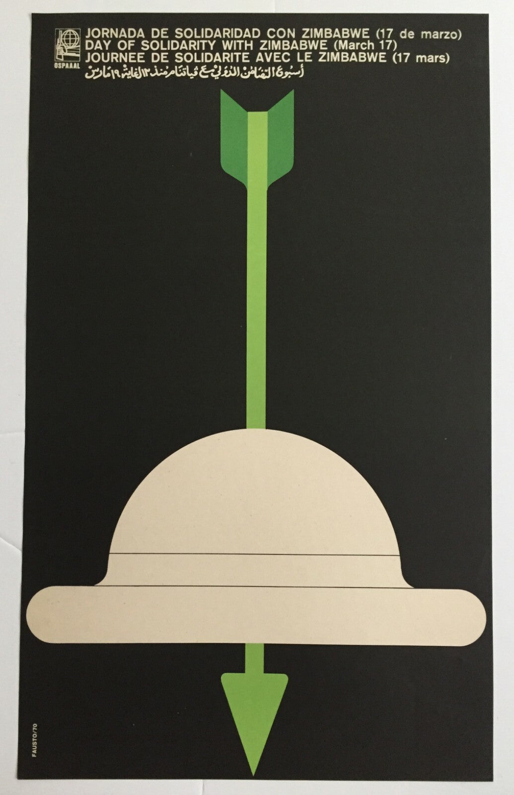 1970 Original Cuban OSPAAAL Poster.ZIMBABWE Solidarity.Africa.Apartheid History
