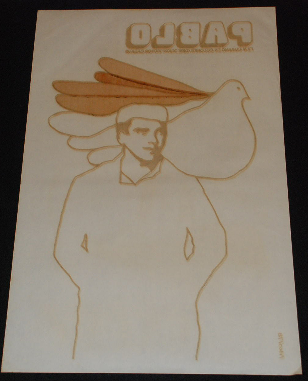 1978 Original Cuban Silkscreen movie Poster"Pablo"Peace Cinema art.Authentic.