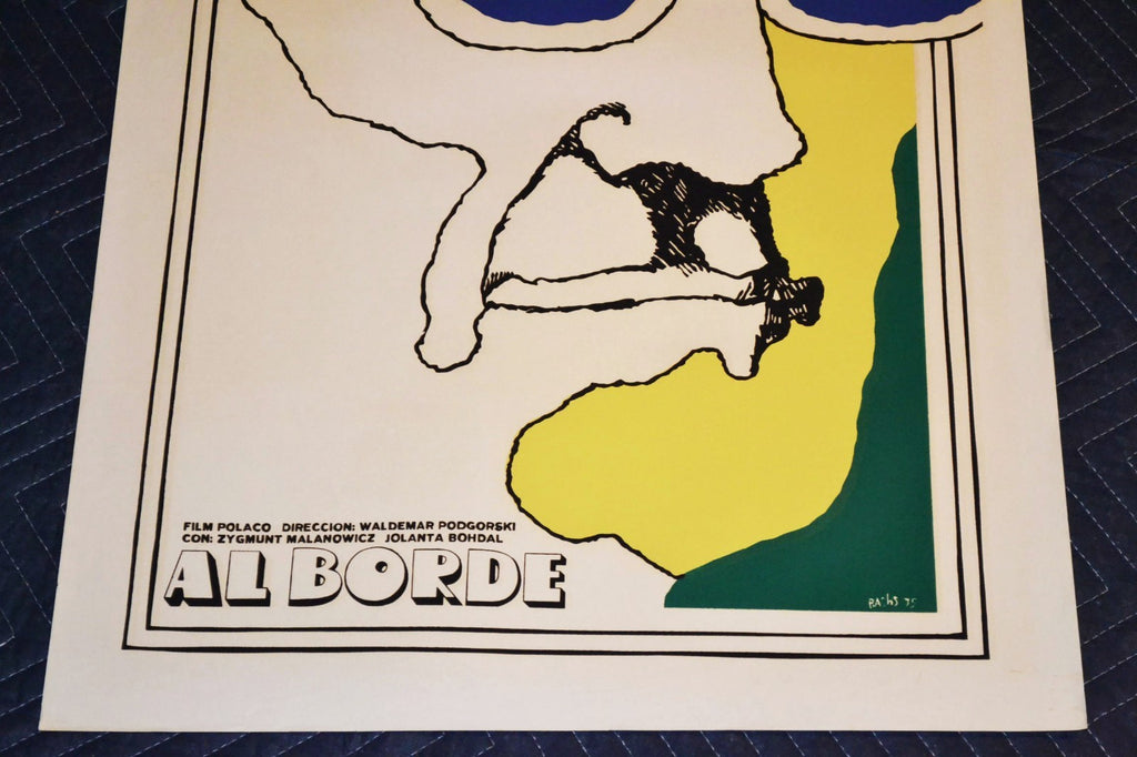 1975 Original Cuban Silkscreen Movie Poster.At the edge.Al borde.Cerebral design
