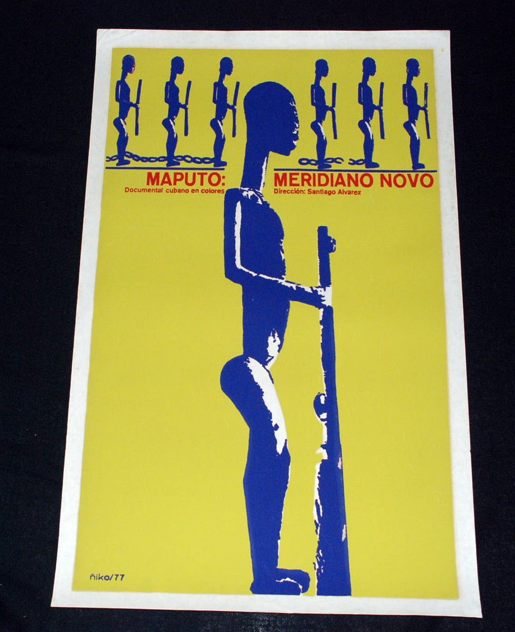1977 Cuban Movie Poster"MAPUTO"African Senufo Warrior.Religious idol art.Mint.