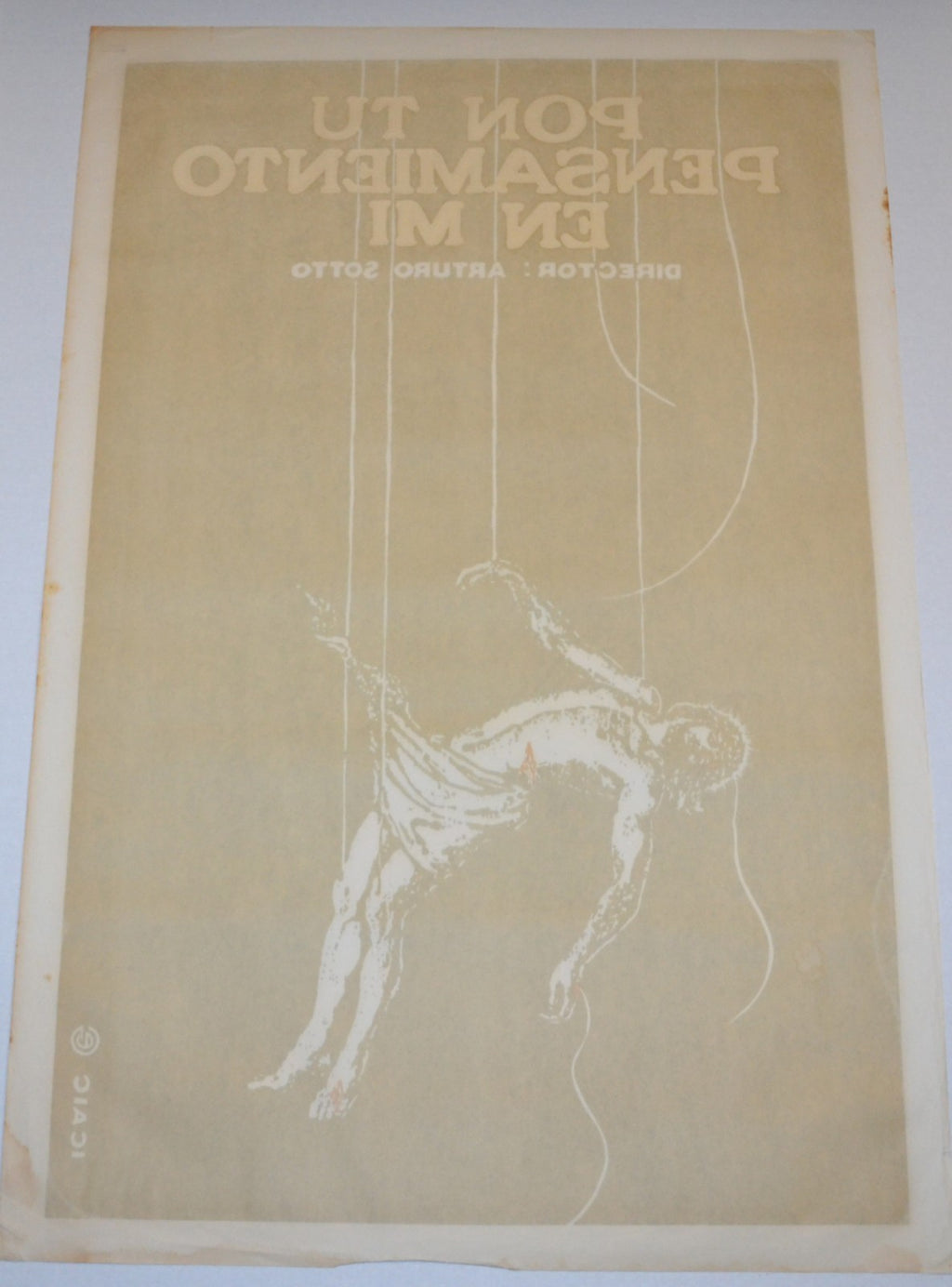 1996 Original Cuban Silkscreen Movie Poster.Pon tu pensamiento en mi.Christ art