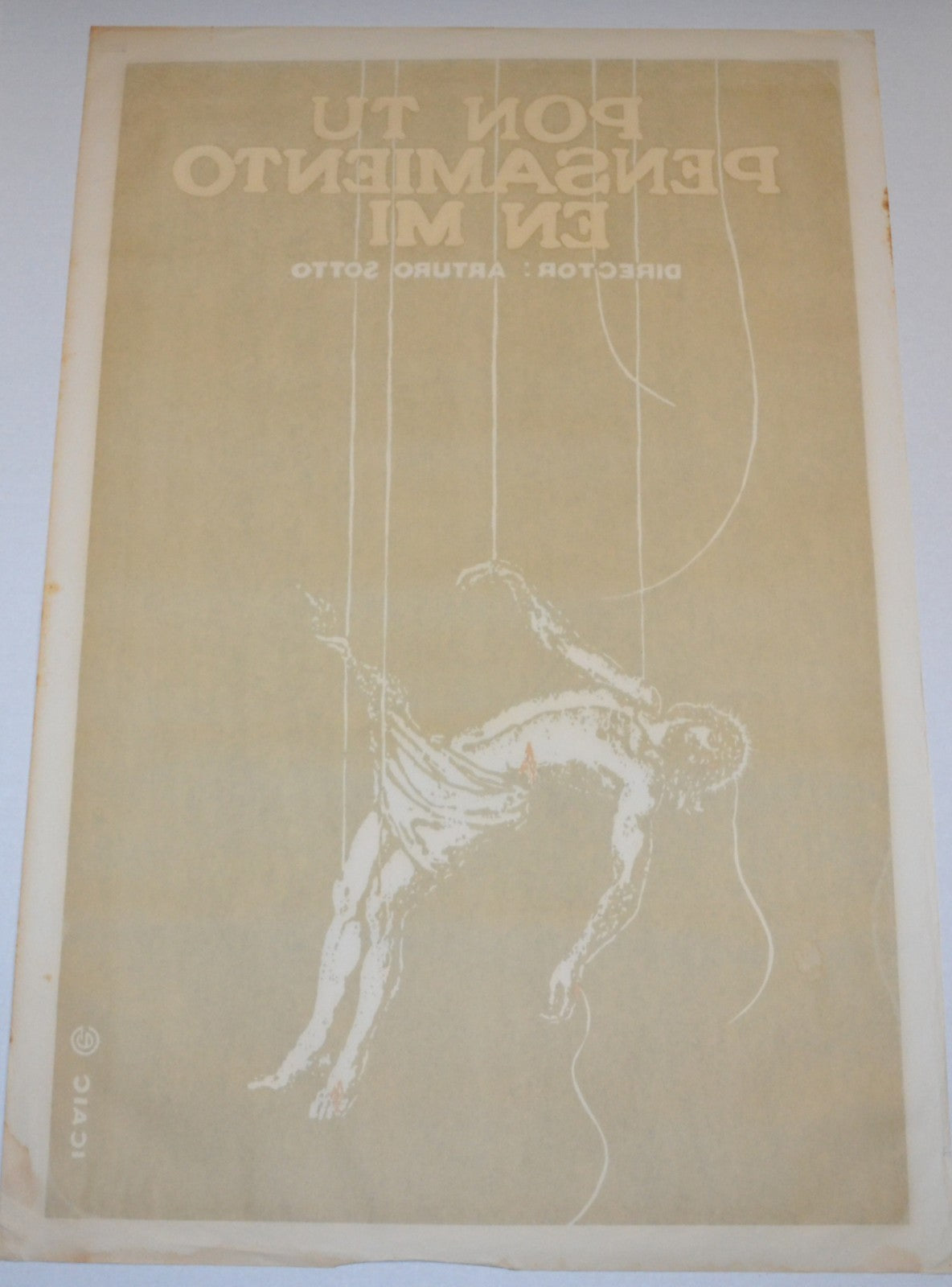 1996 Original Cuban Silkscreen Movie Poster.Pon tu pensamiento en mi.Christ art