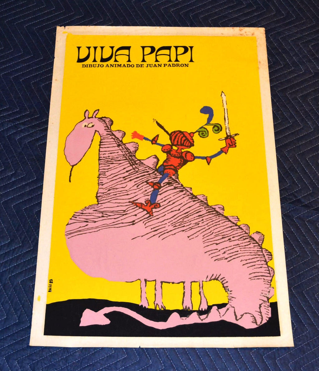 1982 Original Cuban Silkscreen Movie Poster.Viva Papi.Daddy Hero.Dragon children