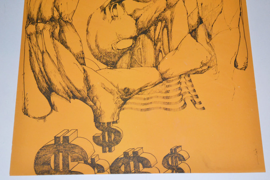 1972 Cuban Original Political Poster.Anti Apartheid history.AFRICA.African art