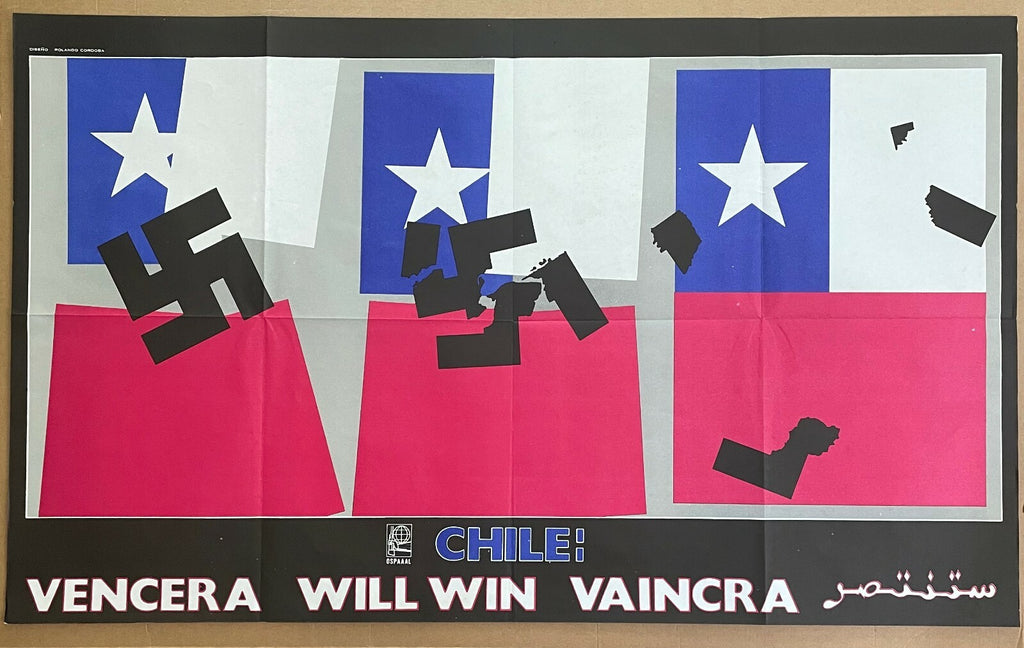 1977 Original Cuba Political Poster.Cold War Graphic art.Chile will win.Allende