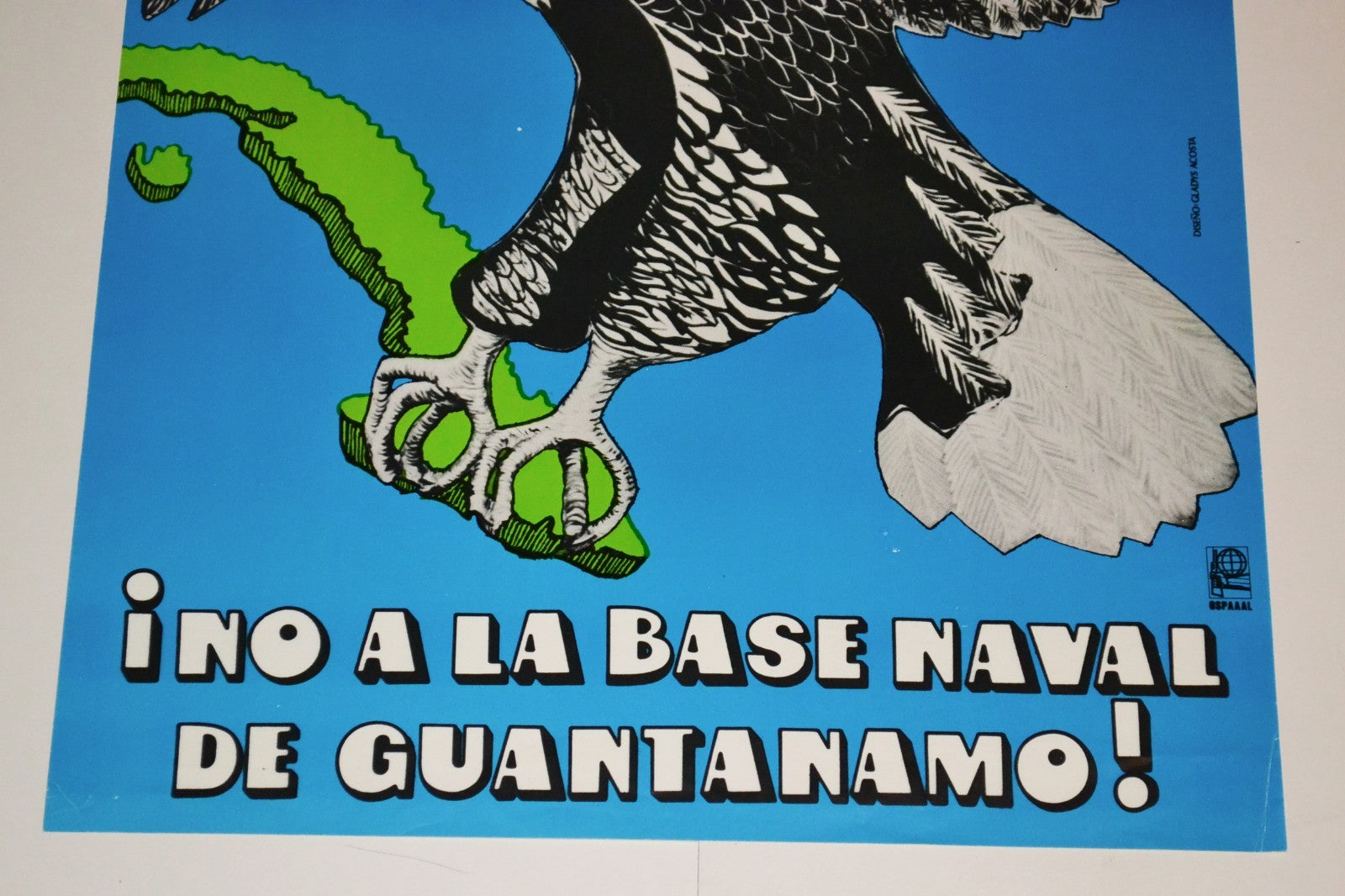 1991 Cuban Original Political Poster.OSPAAAL.No Guantanamo to US Base.