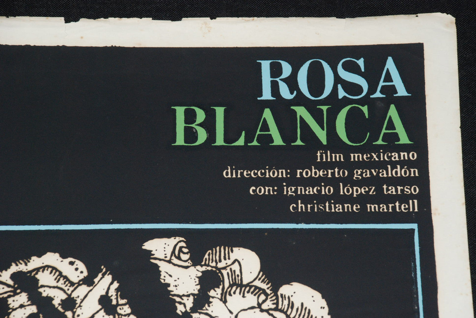 1976 Original Cuban Silkscreen Movie Poster"Rosa Blanca.White Rose"Mexico film