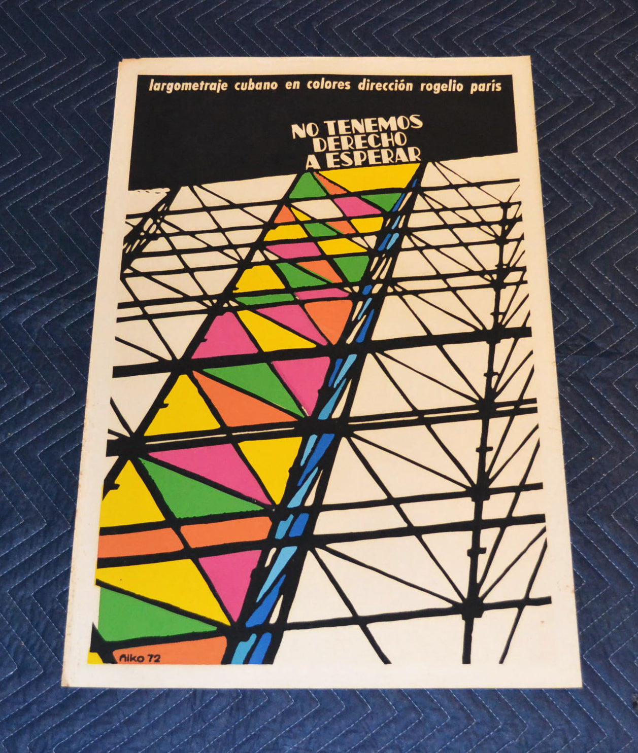 1972 Original Cuban Silkscreen Movie Poster.We have no right to wait.Color tower