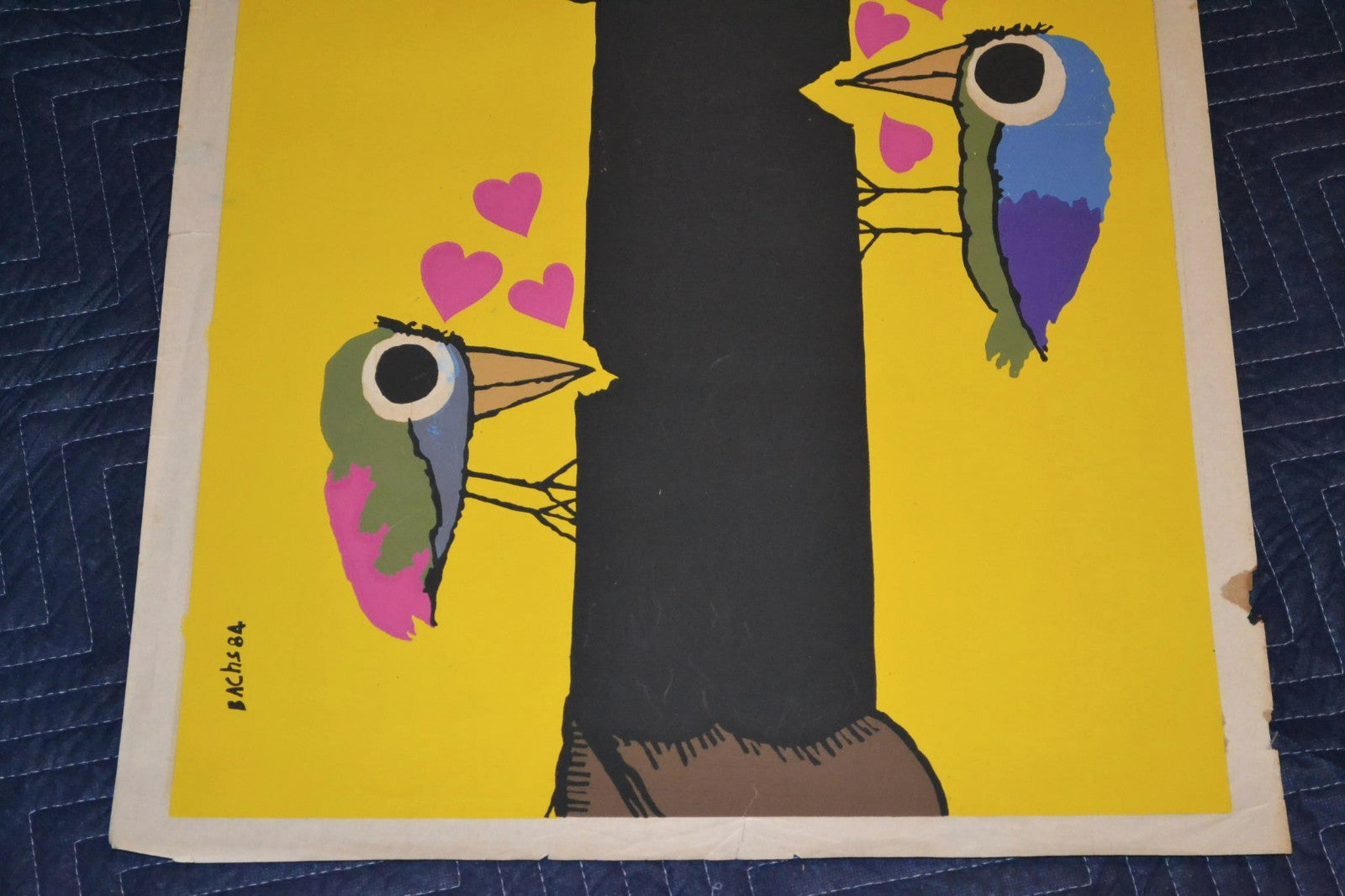 1984 Original Cuban Silkscreen Movie Poster.Birds shooting to the gun.Funny art