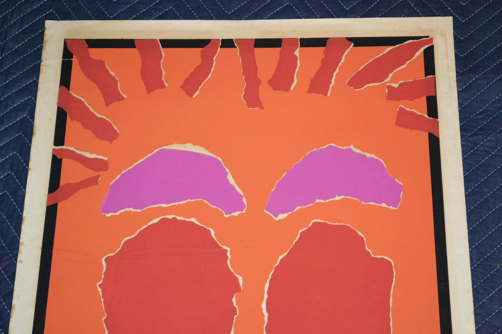 1974 Original Cuban Silkscreen Movie Poster.A train to the sky station.Clown art