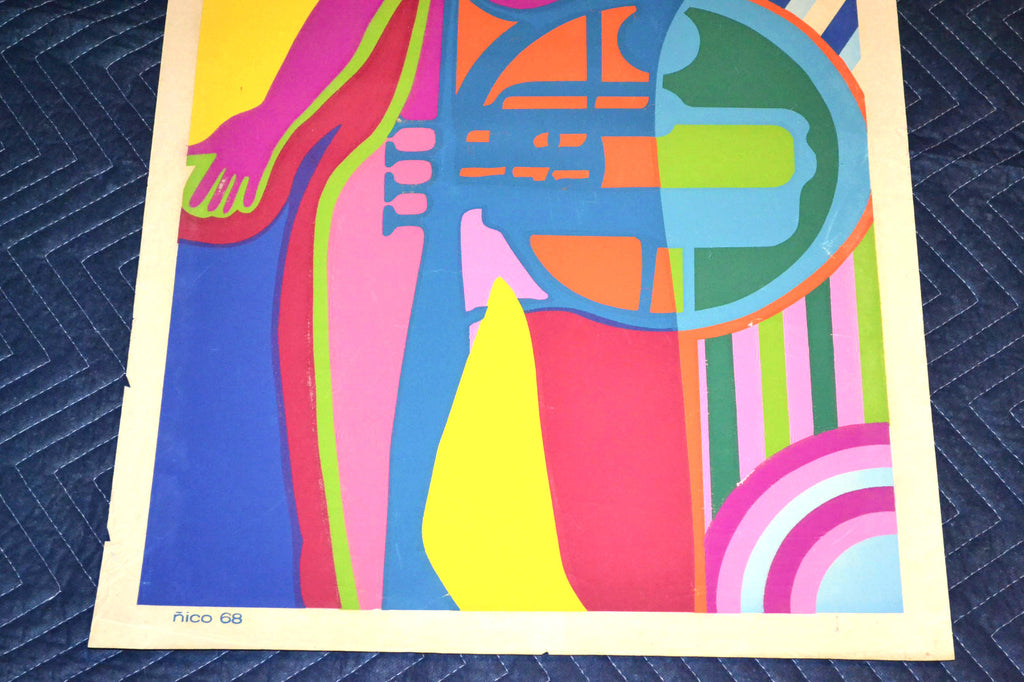 1968 Original Cuban Silkscreen Movie Poster.Intimate Ilumination.Psychedelic art