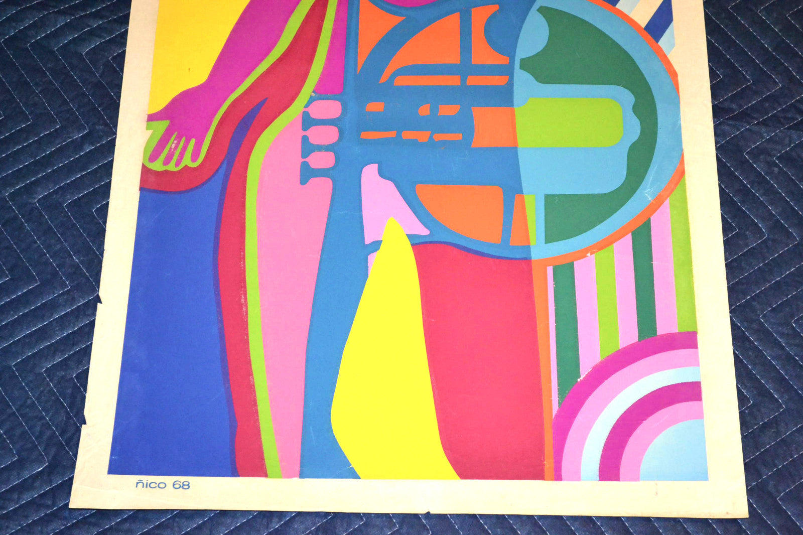 1968 Original Cuban Silkscreen Movie Poster.Intimate Ilumination.Psychedelic art