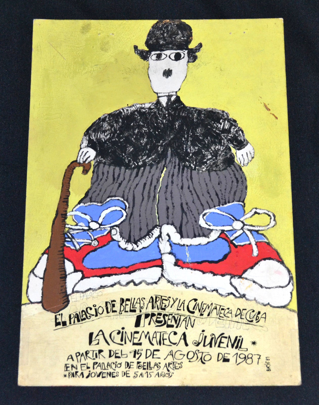 1987 Original Cuban Movie Poster MOCKUP. Painting.Chaplin Sneaker.Unique Art