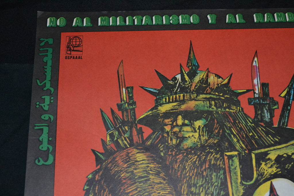 1982 Original Cuban Poster.No to Militarism and Hunger.Socialist graphic arts.