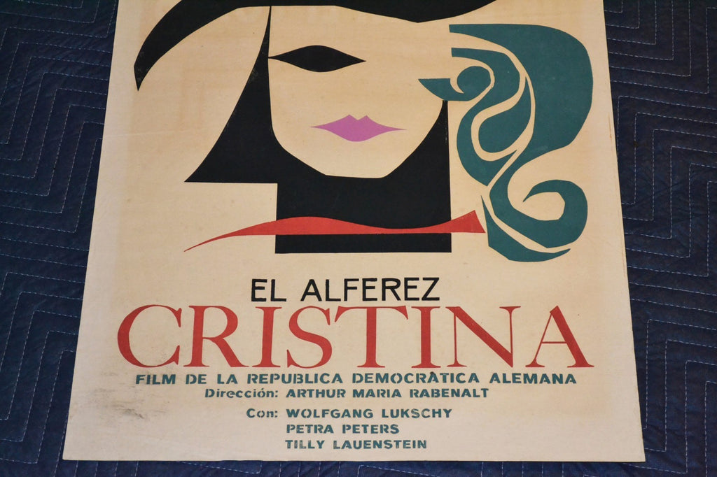1966 Original Cuban Silkscreen Movie Poster.Alferez Christina.East Germany art