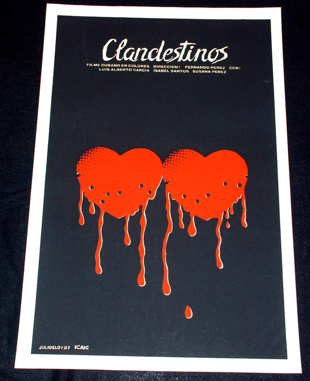 1987 Original Cuban Movie Poster PLUS Boceto painting.Mockup"Clandestinos"art