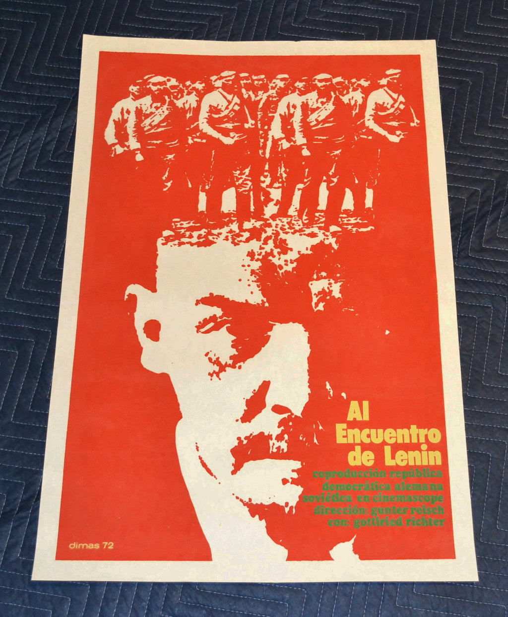 1972 Original Cuban Silkscreen Movie Poster.Lenin encounter.Russian.Reisch art.