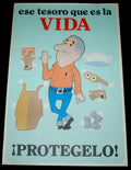 1970's Original Cuban Poster"Protection"Cartoon art.Work place safety design