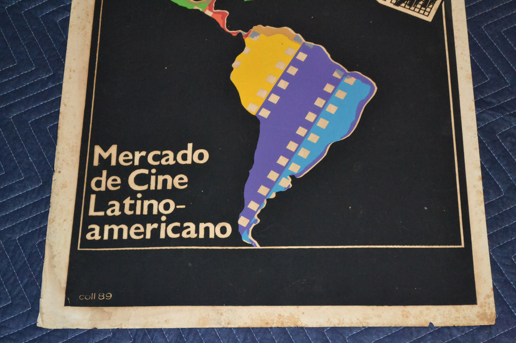 1989 Original Cuban Silkscreen Movie Poster.Mercado de cine Latinoamericano.Art