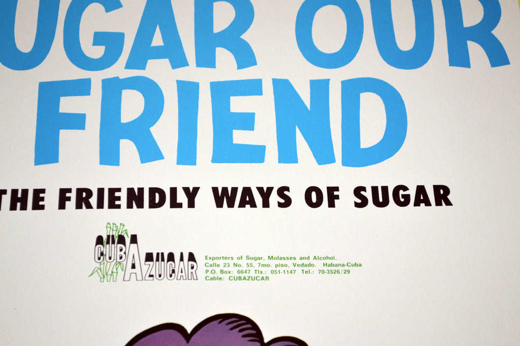 1990 Cuban Original Poster.Sugar our Friend.Rare art in English.Chidren interest