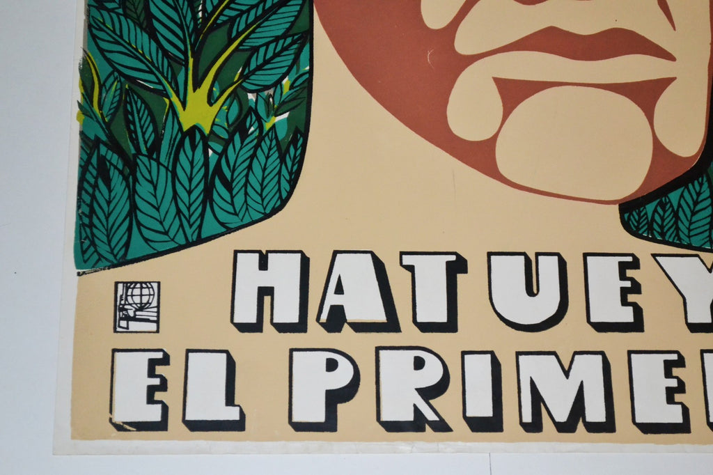 1993 Cuban SILKSCREEN Political Poster.HATUEY FirsT Guerrilla.Aboriginal art