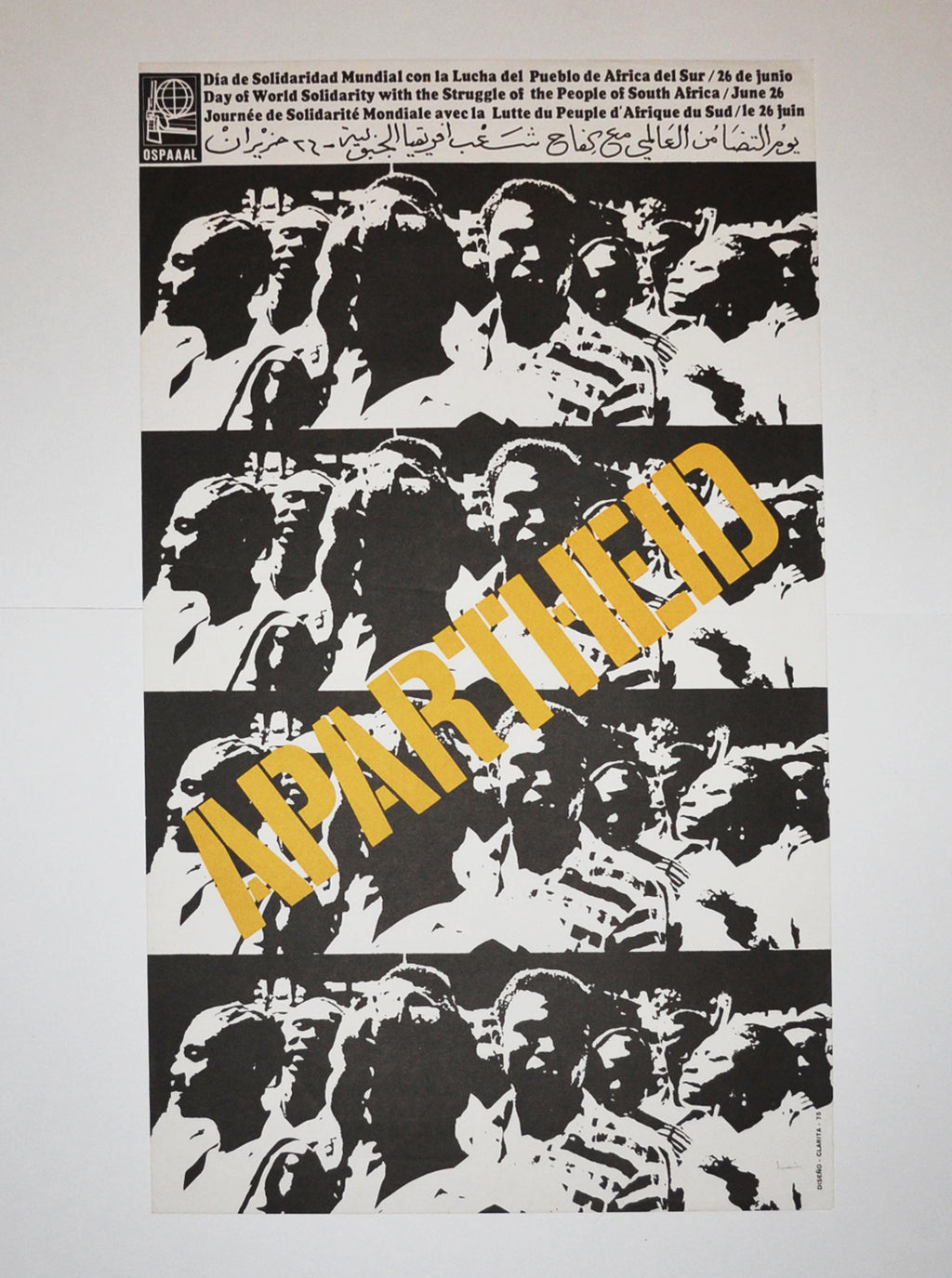 1975 Original Cuba Political Poster.South Africa.Apartheid.Cold War Graphic art