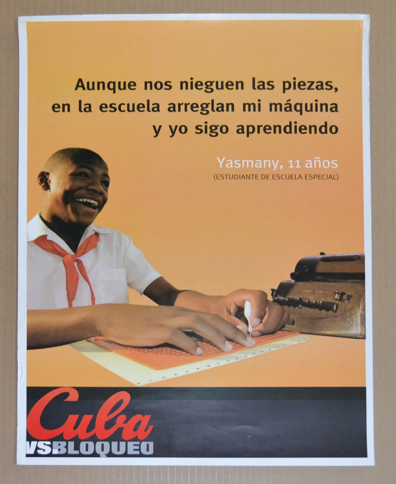 Cuban Original Socialist Poster.Blind Braille Anti embargo.Cuba Vs Blockade art