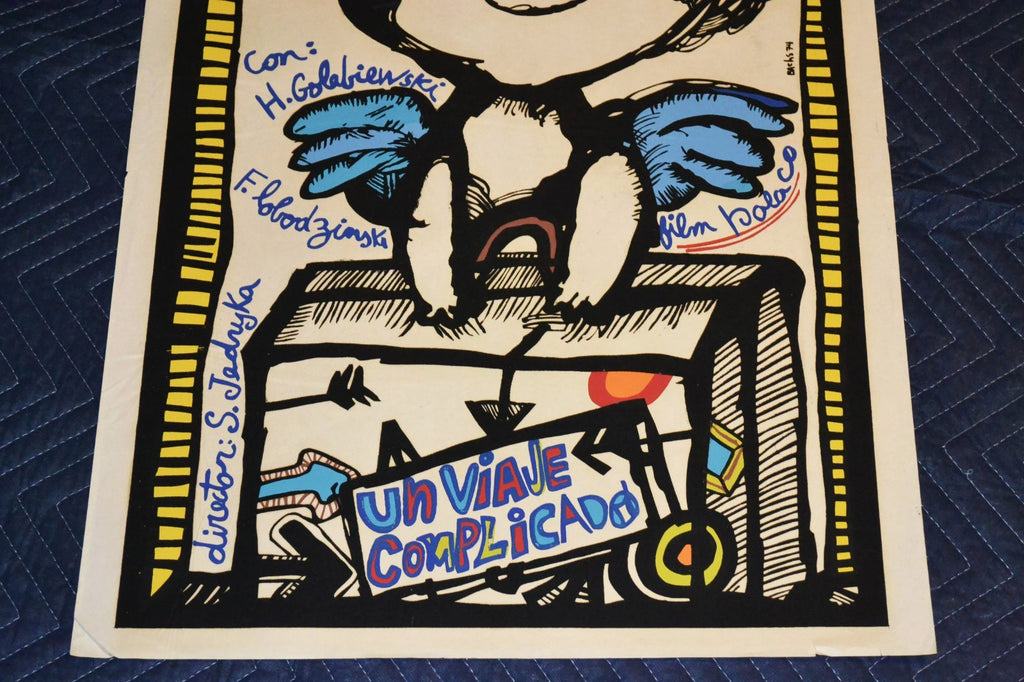 1974 Original Poster Cuban Silkscreen Movie Complicated trip.Polish film.Angel.