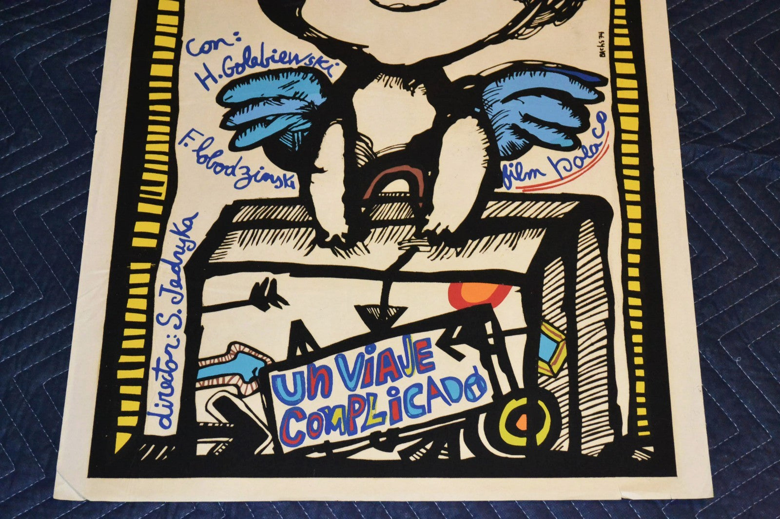 1974 Original Poster Cuban Silkscreen Movie Complicated trip.Polish film.Angel.