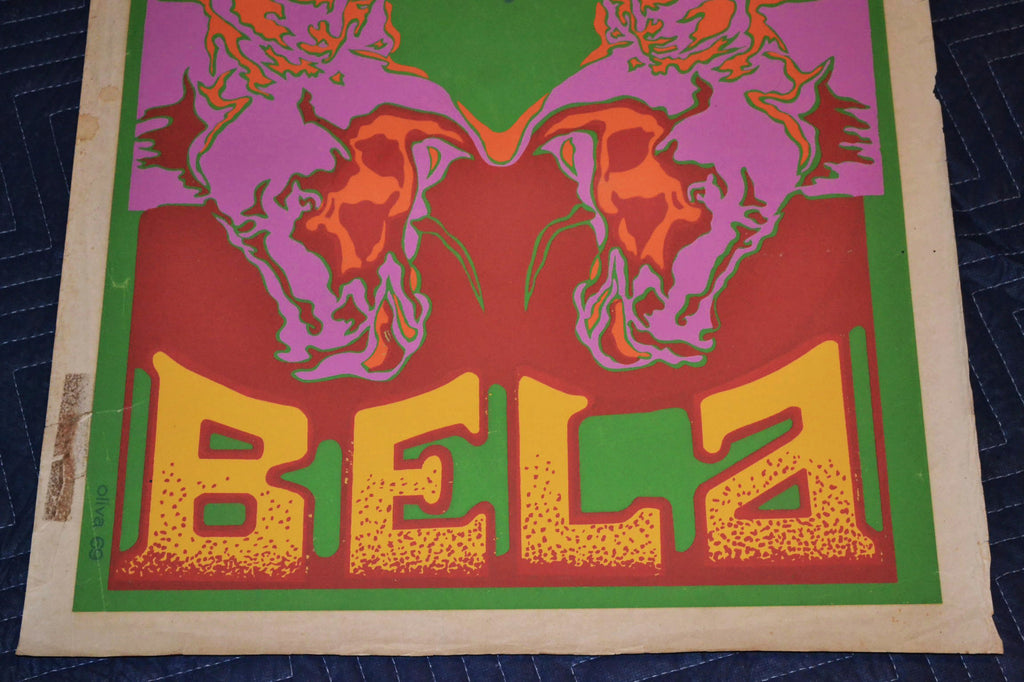 1969 Original Cuban Silkscreen Movie Poster"Bela"Psychedelic art.Russian film