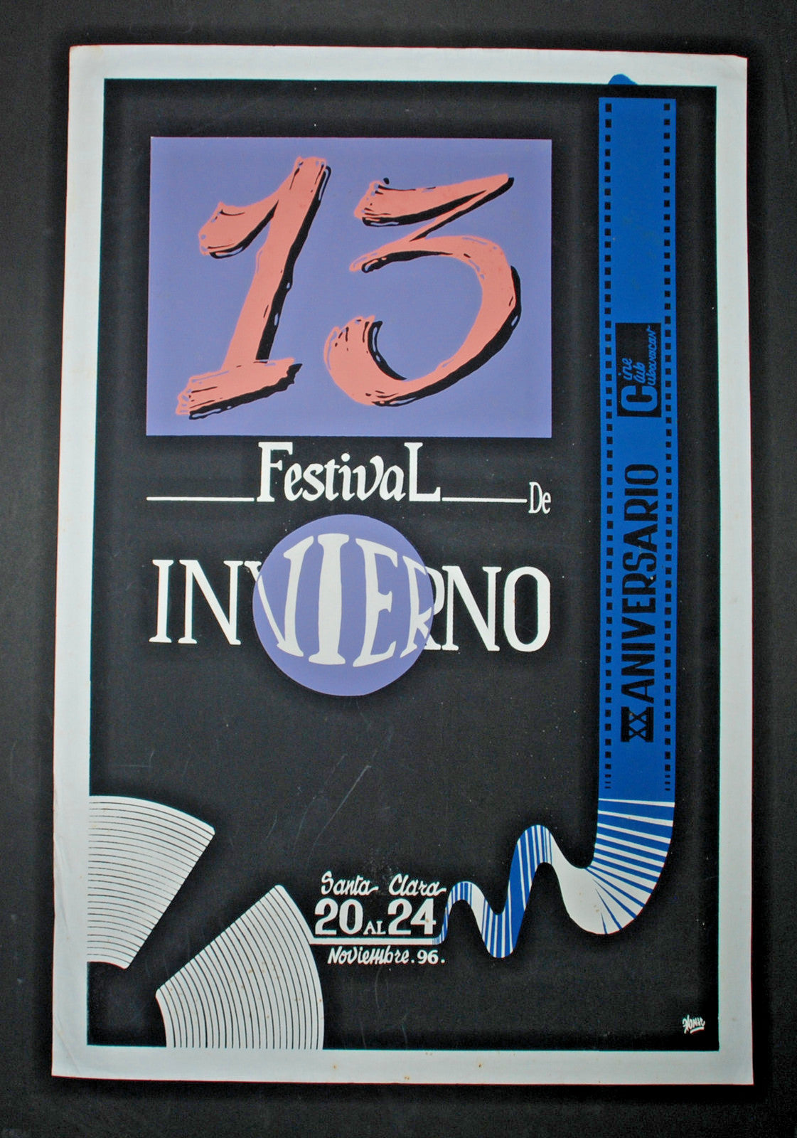 Original Cuban Movie Poster"15th Winter Cinema Festival"Santa Clara.Rare art.