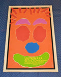 1974 Original Cuban Silkscreen Movie Poster.A train to the sky station.Clown art