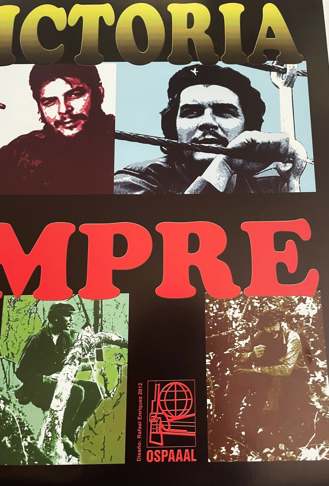 Original Cuba Political Poster.Cold War protest art.Che Guevara.To victory