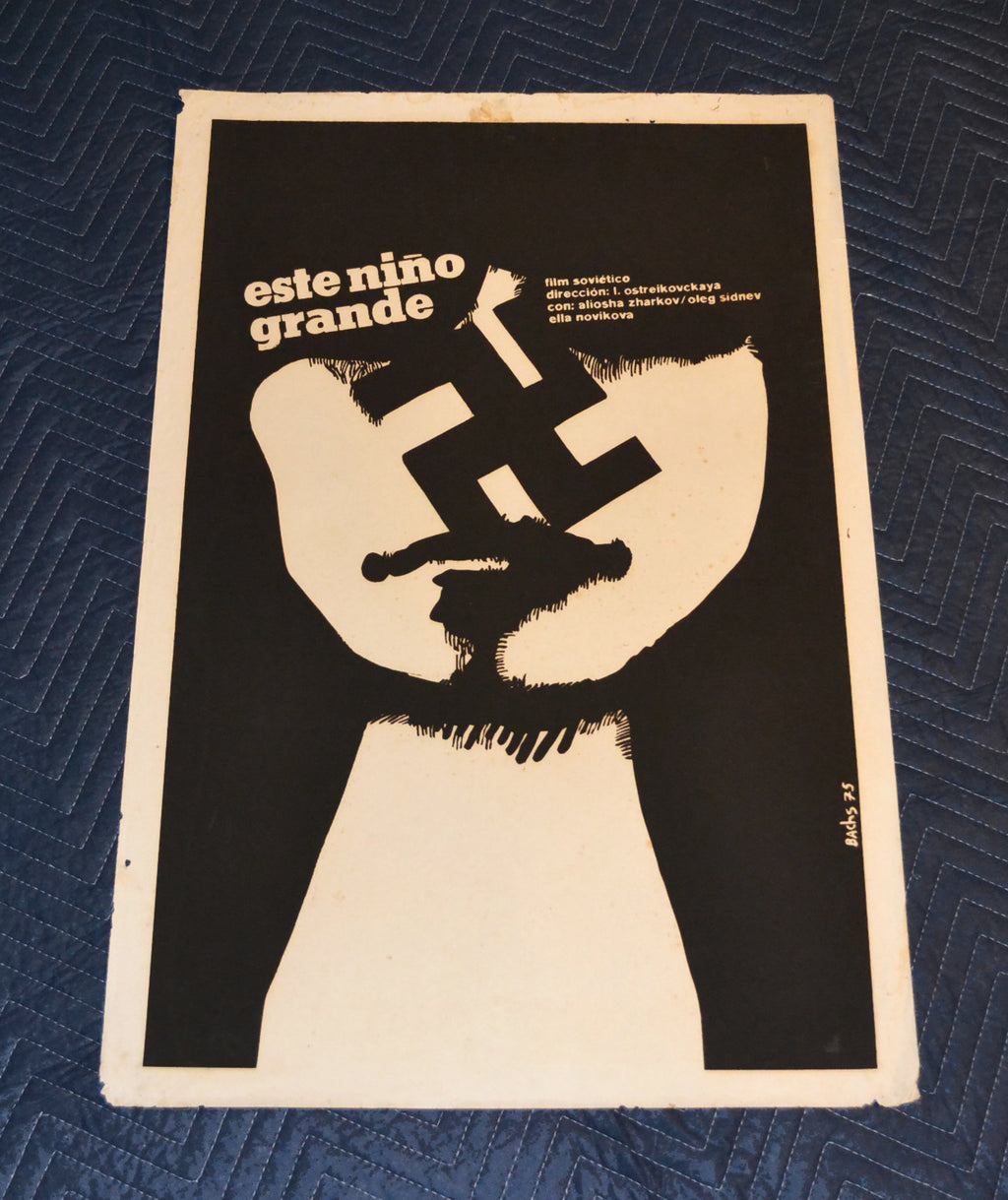 1975 Original Cuban Silkscreen Movie Poster"This Big Child"Soviet Russian film.