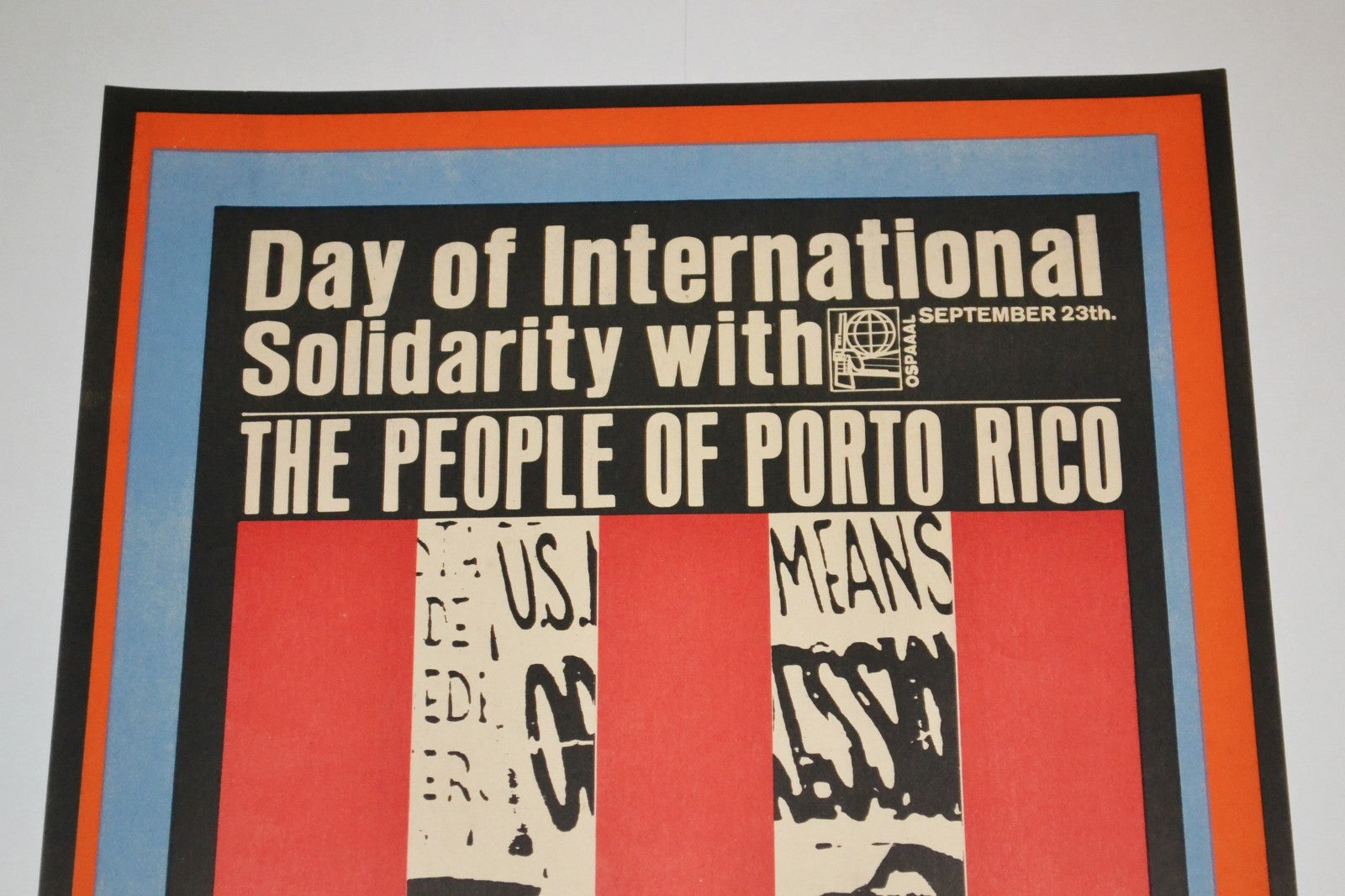 1967 Original Cuban Poster.Independentist party.Porto Puerto Rico Solidarity.