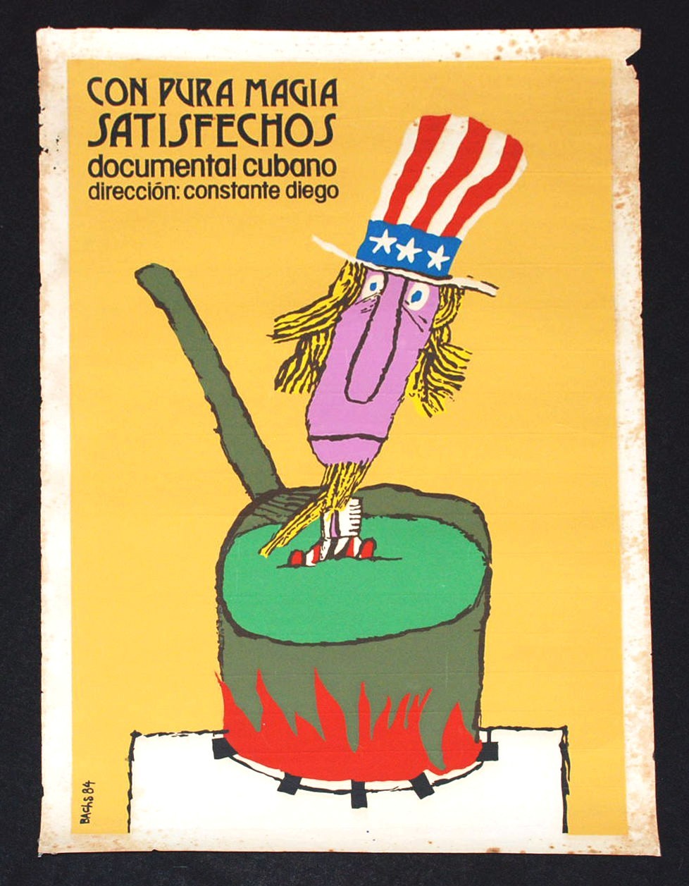 1984 Original Cuban Movie Poster"Uncle Sam Cooking"Cold War graphic design art