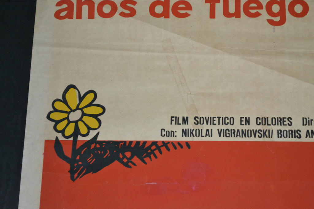 1966 Original Cuban Movie Poster"Fire Years"Russian film.Highly Collectible art