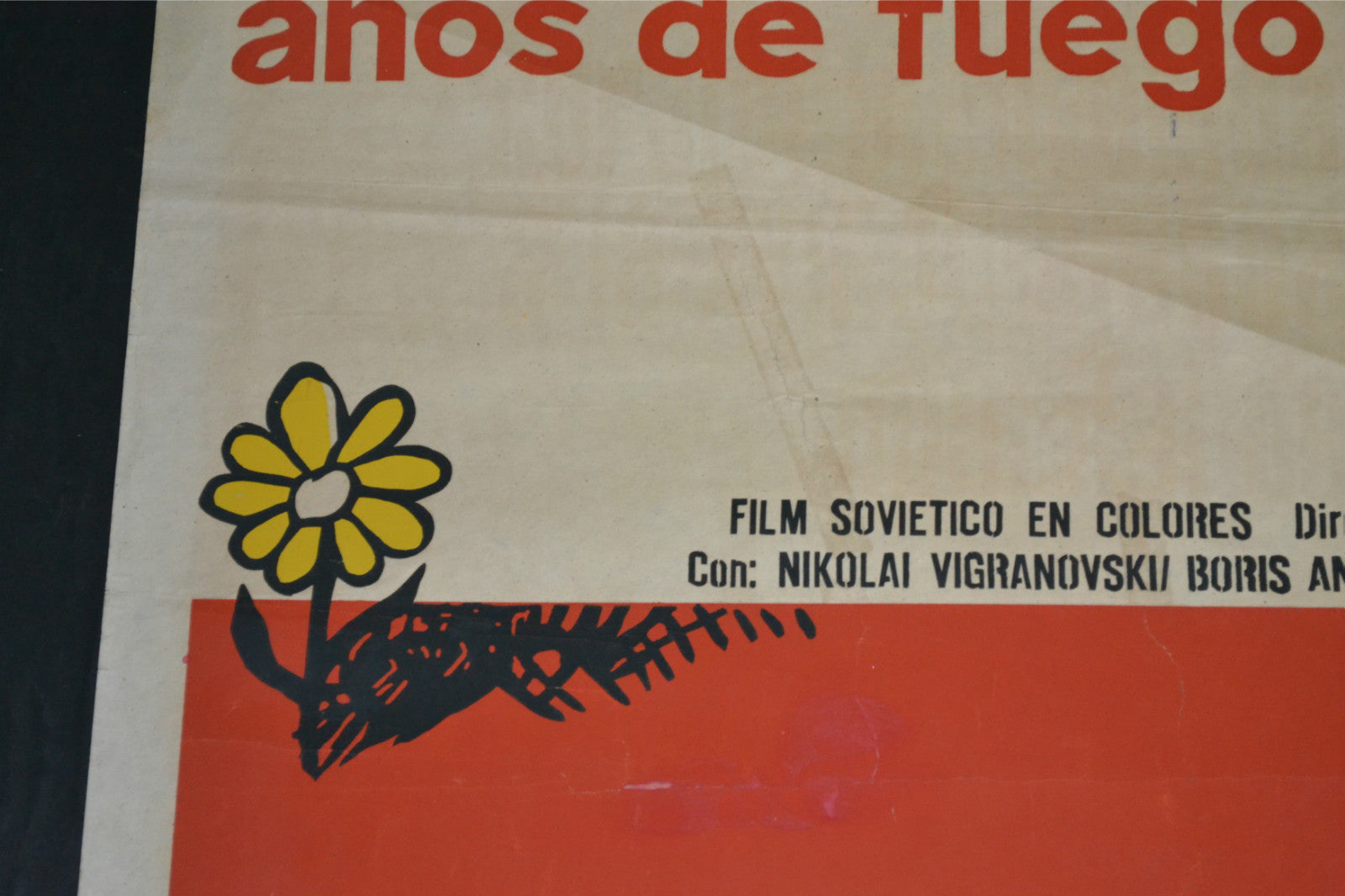 1966 Original Cuban Movie Poster"Fire Years"Russian film.Highly Collectible art