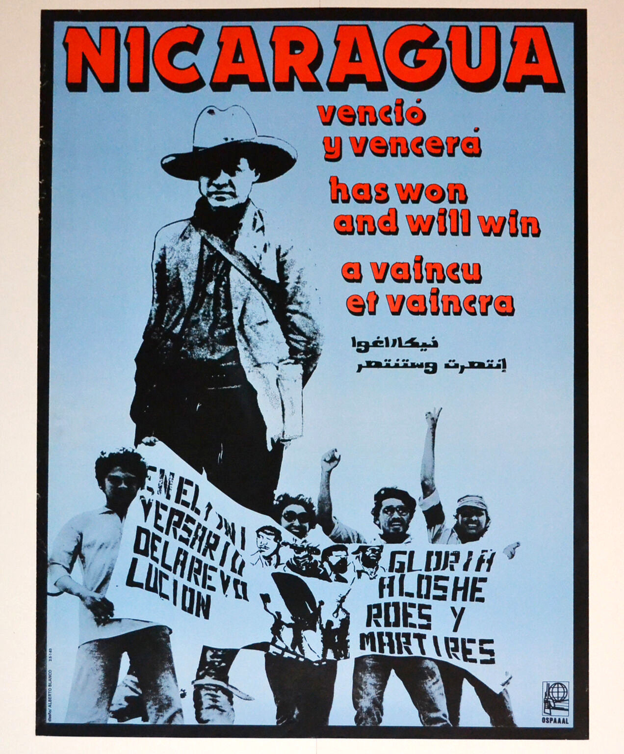 1983 Cuban ORIGINAL Political Poster.NICARAGUA Revolution.Sandino.Sandinistas