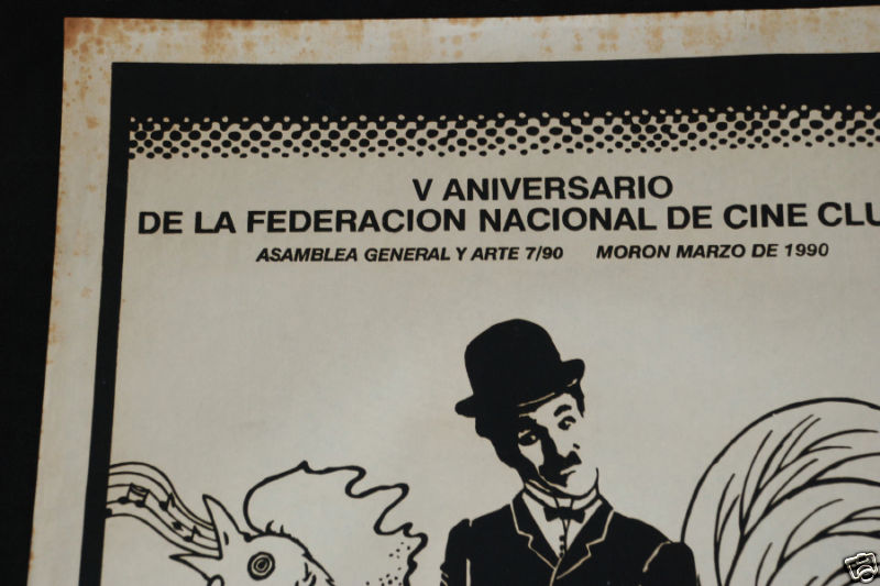 1990 Original Cuban Movie Poster.Plakat.Affiche.affisch"Chaplin on Rooster"art