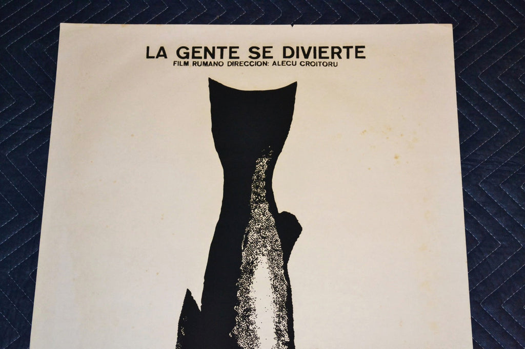 1975 Original Silkscreen movie Poster.People have fun.Fish.Fishing bait.Romanian