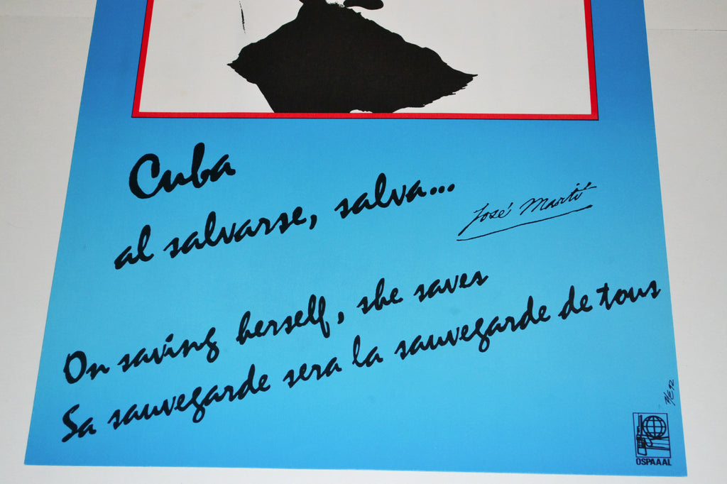 1992 Original Cuba Political Poster.Cold War Graphics.Jose Marti.Cuban history