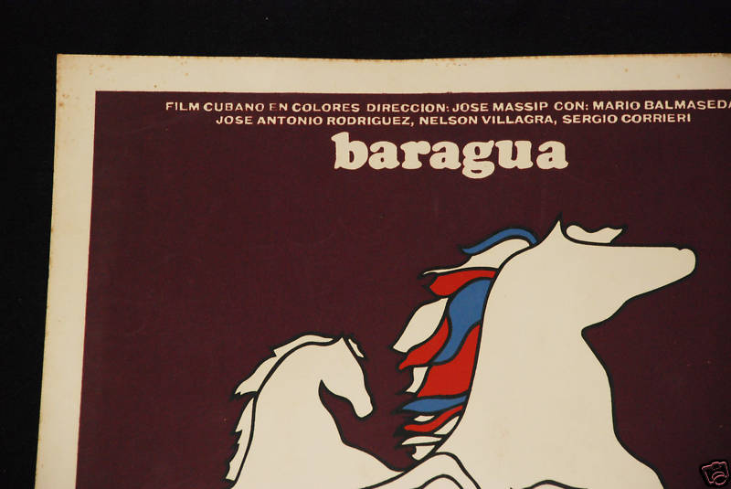 1986 Original Cuban SilkscreenMovie Poster.Plakat"BARAGUA"Runnin Horse art.Cuba