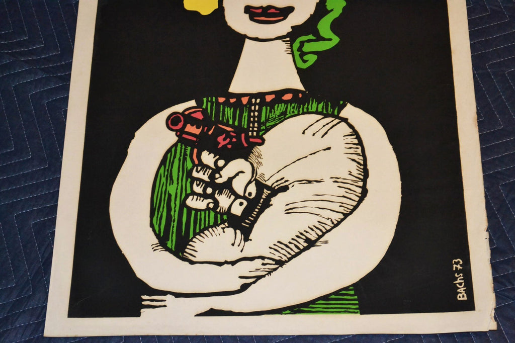 1977 Original Cuban Silkscreen Movie Poster.Carry on.Gerald Thomas british film.