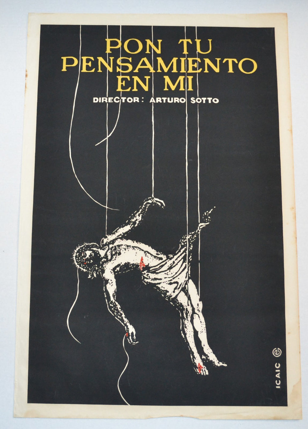 1996 Original Cuban Silkscreen Movie Poster.Pon tu pensamiento en mi.Christ art