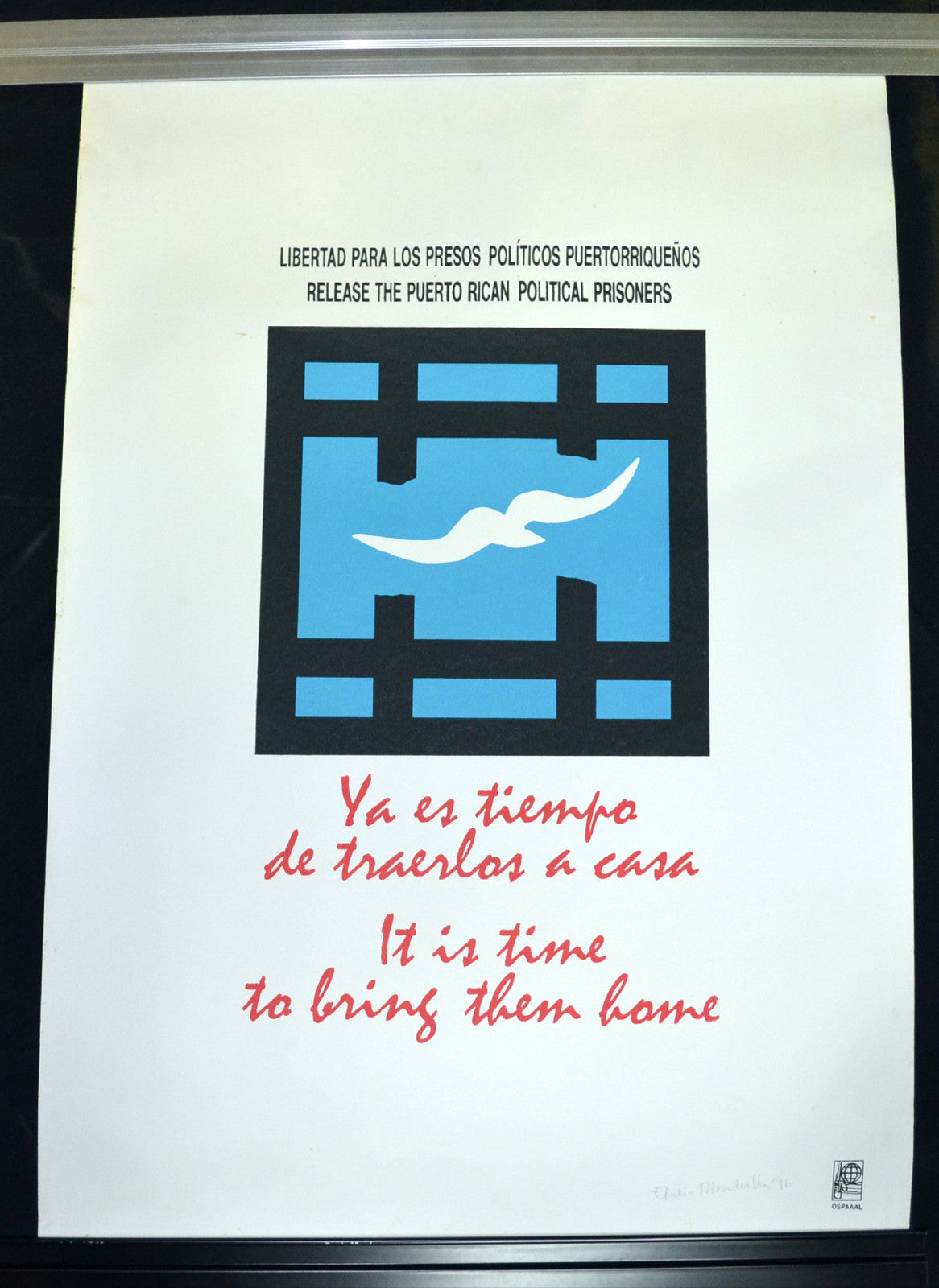 1996 Cuban SILKSCREEN Political Poster.Puerto Rico Prisoners.Rivadulla SIGNED!