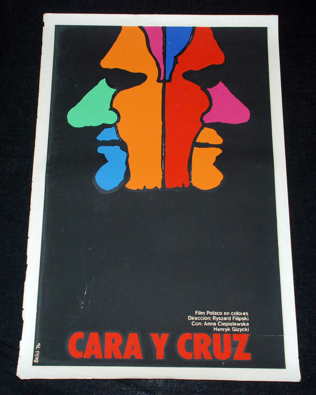 1976 Original Cuban Movie Poster"Cara y Cruz"Polish art.Ryszard Filipski.Poland.